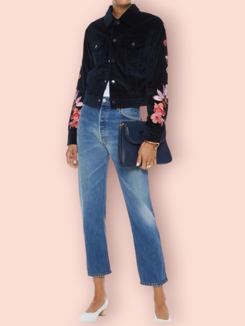 SANDRO Embroidered Velvet Jacket